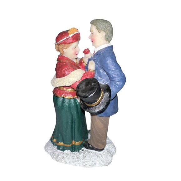 Vtg 2000 Village Square Dancing Couple Children 3 Pc Figurine Mervyn Christmas - Picture 5 of 12